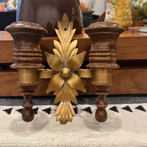 Mid century modern wood and metal sconce